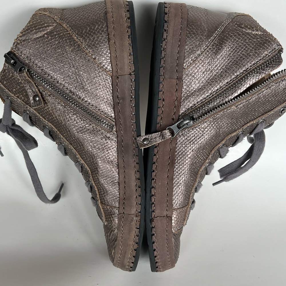 OTBT Ankle Boots. Lace up with side zipper. Copperish brown in color